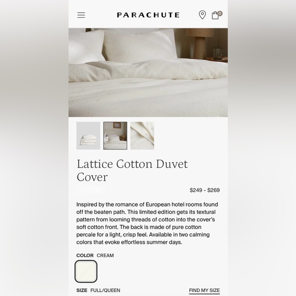 Parachute brand Lattice queen size duvet cover - Picture 3 of 4